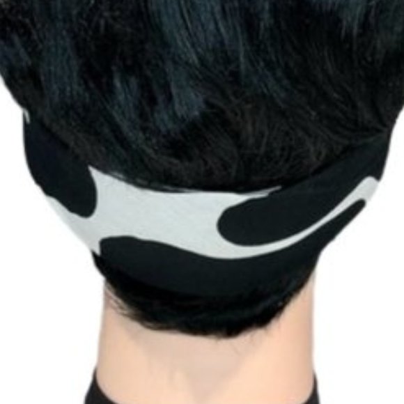 Cow Print Black and White Bandana Tie Headband - Picture 12 of 13